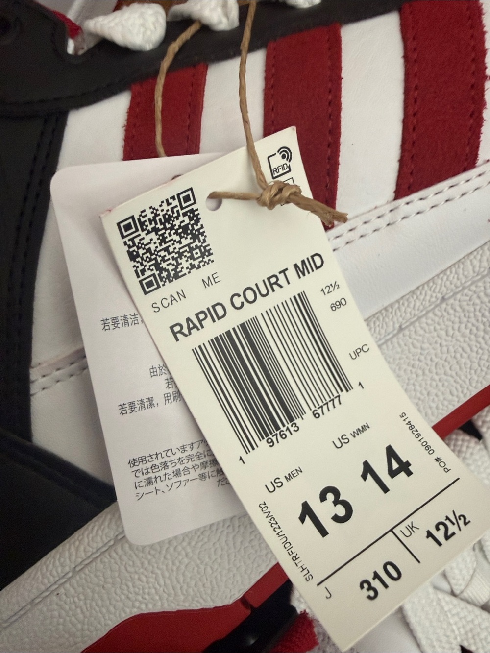 adidas High-Top Sneakers in White, Red & Black - Picture 2 of 14